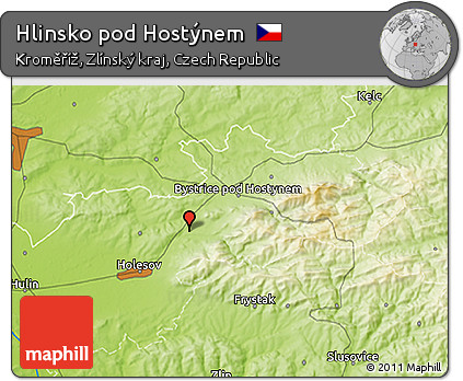 Physical 3D Map of Hlinsko Pod Hostýnem
