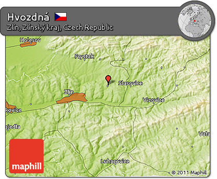 Physical 3D Map of Hvozdná