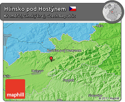 Political 3D Map of Hlinsko Pod Hostýnem