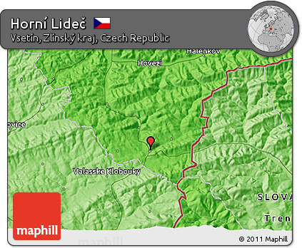 Political 3D Map of Horní Lideč