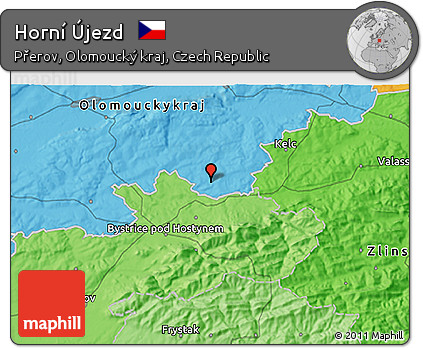 Political 3D Map of Horní Újezd