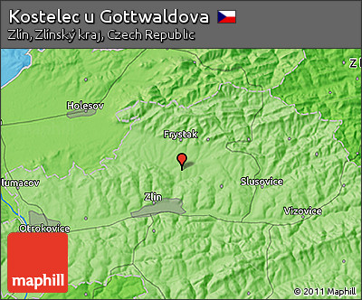 Political 3D Map of Kostelec U Gottwaldova