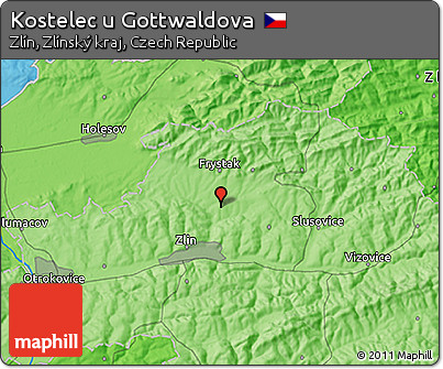 Political 3D Map of Kostelec U Gottwaldova