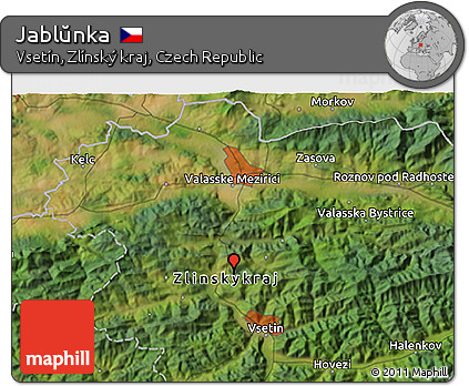 Satellite 3D Map of Jablŭnka