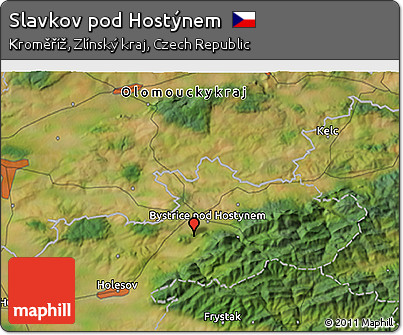 Satellite 3D Map of Slavkov Pod Hostýnem