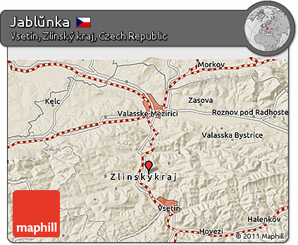 Shaded Relief 3D Map of Jablŭnka