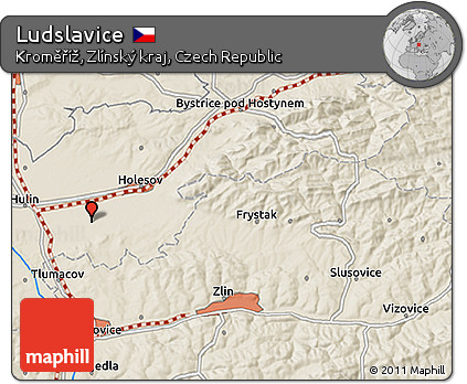 Shaded Relief 3D Map of Ludslavice