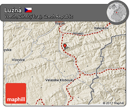 Shaded Relief 3D Map of Lužná