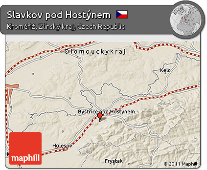 Shaded Relief 3D Map of Slavkov Pod Hostýnem