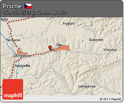 Shaded Relief 3D Map of Prštné