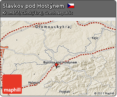 Shaded Relief 3D Map of Slavkov Pod Hostýnem