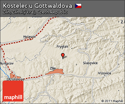Shaded Relief 3D Map of Kostelec U Gottwaldova