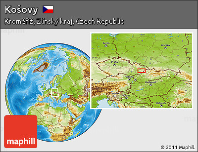 Physical Location Map of Košovy