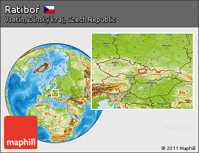 Physical Location Map of Ratiboř