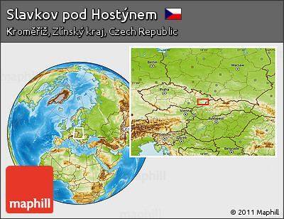 Physical Location Map of Slavkov Pod Hostýnem