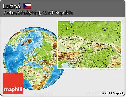 Physical Location Map of Lužná