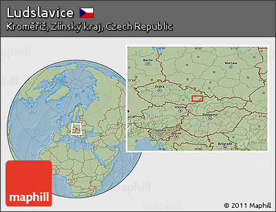 Savanna Style Location Map of Ludslavice, hill shading