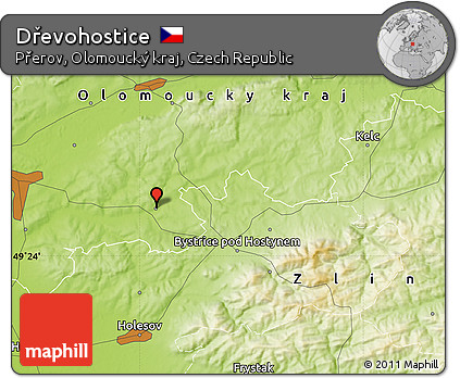 Physical Map of Dřevohostice