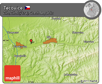 Physical Map of Tečovice