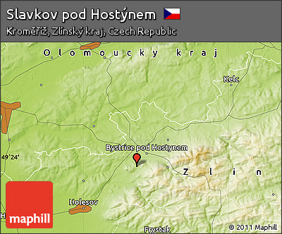 Physical Map of Slavkov Pod Hostýnem