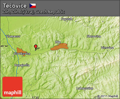 Physical Map of Tečovice