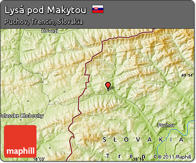 Physical Map of Lysá Pod Makytou