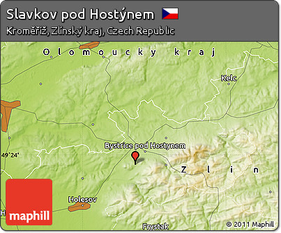Physical Map of Slavkov Pod Hostýnem