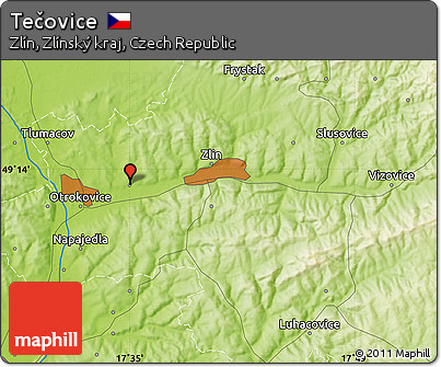 Physical Map of Tečovice