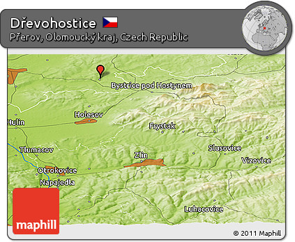 Physical Panoramic Map of Dřevohostice