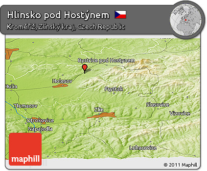 Physical Panoramic Map of Hlinsko Pod Hostýnem