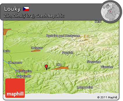 Physical Panoramic Map of Louky