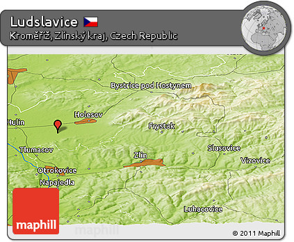 Physical Panoramic Map of Ludslavice