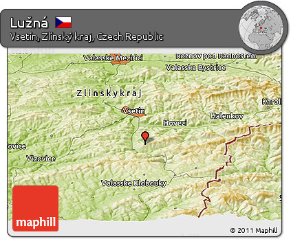 Physical Panoramic Map of Lužná