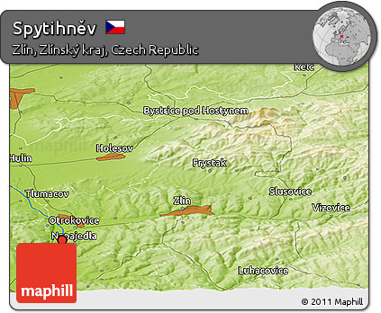 Physical Panoramic Map of Spytihněv