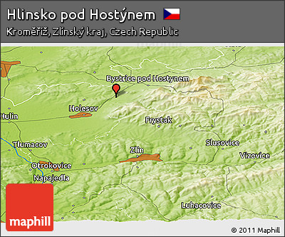 Physical Panoramic Map of Hlinsko Pod Hostýnem