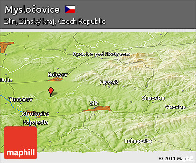 Physical Panoramic Map of Mysločovice