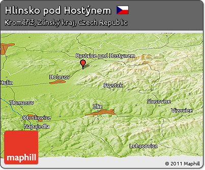 Physical Panoramic Map of Hlinsko Pod Hostýnem