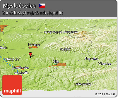 Physical Panoramic Map of Mysločovice