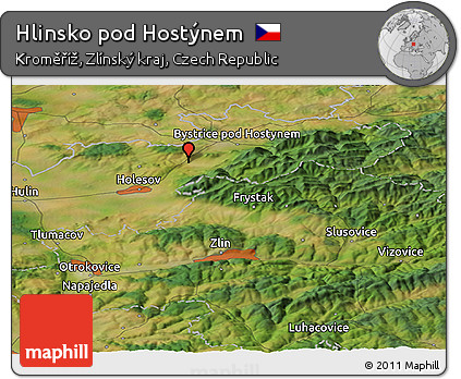 Satellite Panoramic Map of Hlinsko Pod Hostýnem