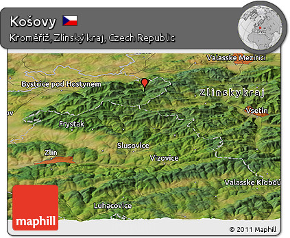 Satellite Panoramic Map of Košovy