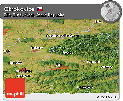 Satellite Panoramic Map of Otrokovice