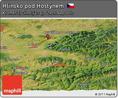 Satellite Panoramic Map of Hlinsko Pod Hostýnem