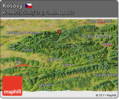 Satellite Panoramic Map of Košovy