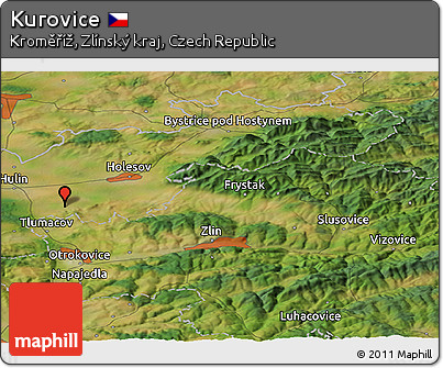 Satellite Panoramic Map of Kurovice