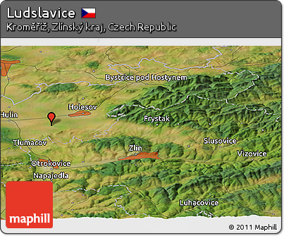 Satellite Panoramic Map of Ludslavice