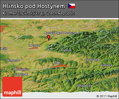 Satellite Panoramic Map of Hlinsko Pod Hostýnem