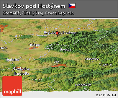 Satellite Panoramic Map of Slavkov Pod Hostýnem