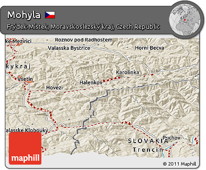 Shaded Relief Panoramic Map of Mohyla