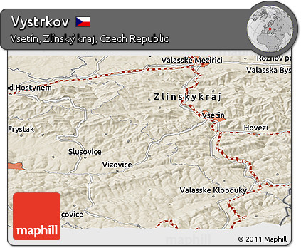 Shaded Relief Panoramic Map of Vystrkov