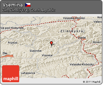 Shaded Relief Panoramic Map of Všemina